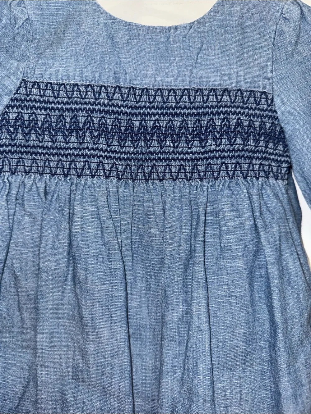 Ralph Lauren Romper Baby Girls 3 Months Blue Smocked Chambray Denim
